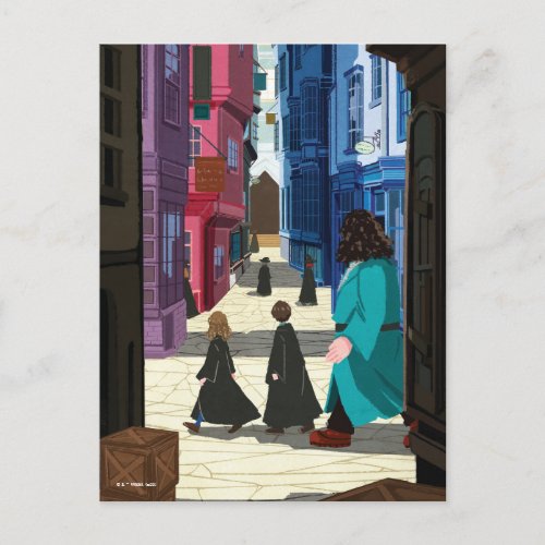 Hermione HARRY POTTER  Hagrid in Diagon Alley Postcard