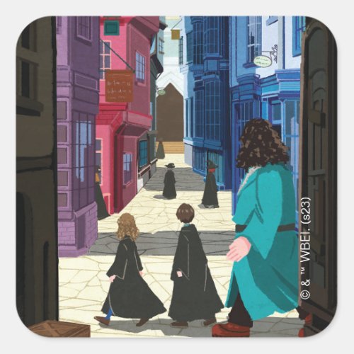 Hermione HARRY POTTER  Hagrid in Diagon Alley Square Sticker