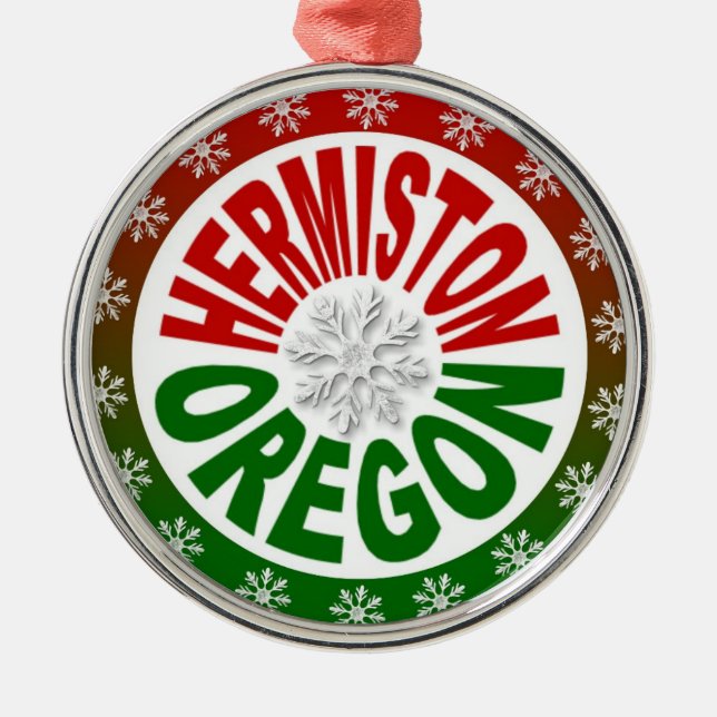 Hermiston Oregon red green ornament (Front)