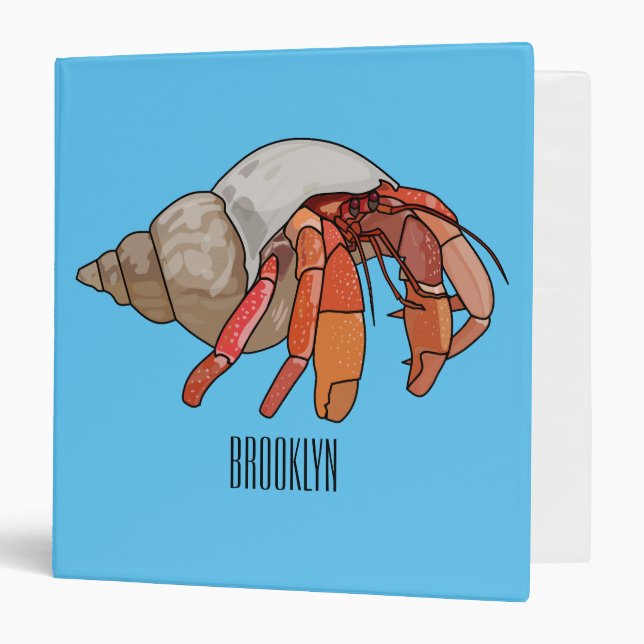 Hermit crab cartoon illustration 3 ring binder (Front/Inside)
