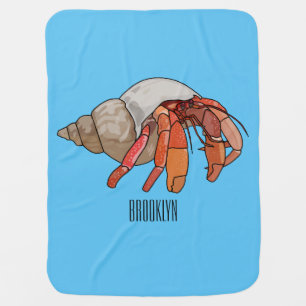 Hermit crab cartoon illustration baby blanket