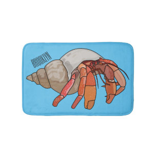 Hermit crab cartoon illustration bath mat