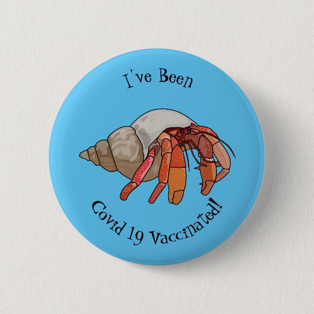 Hermit crab cartoon illustration button (Front)