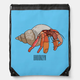 Hermit crab cartoon illustration drawstring bag