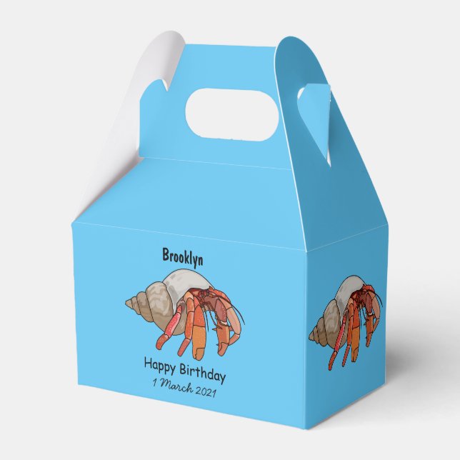 Hermit crab cartoon illustration favor boxes (Front Side)