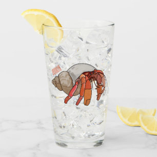 Hermit crab cartoon illustration glass
