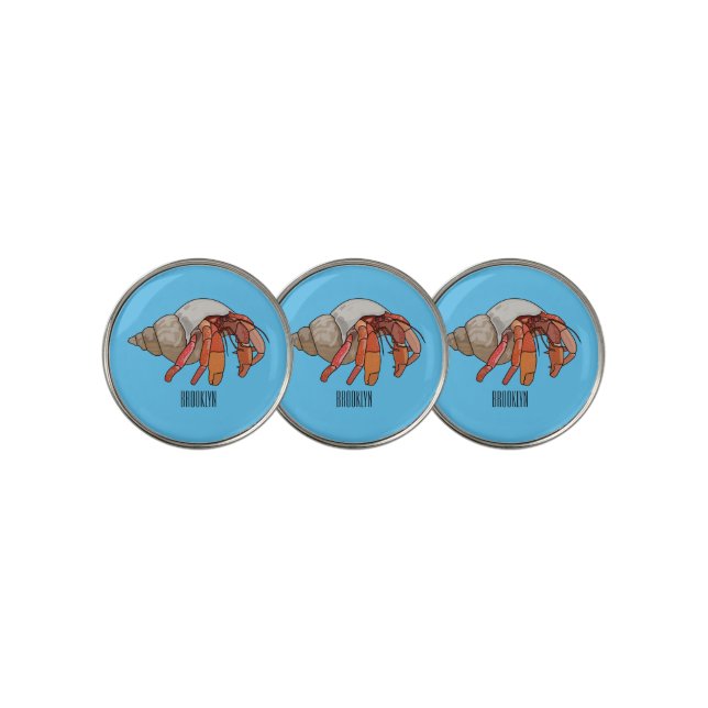 Hermit crab cartoon illustration golf ball marker (3 Up)