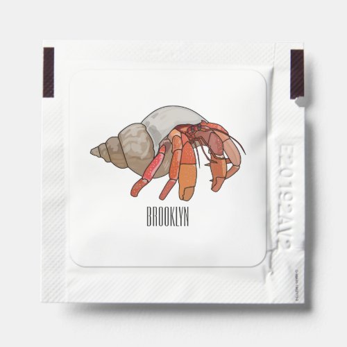 Hermit crab cartoon illustration  hand sanitizer packet