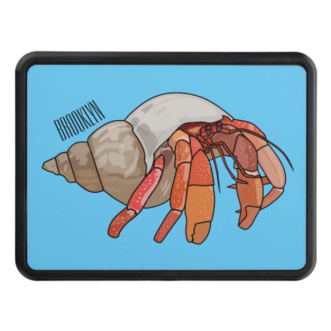 Hermit crab cartoon illustration hitch cover (Front)