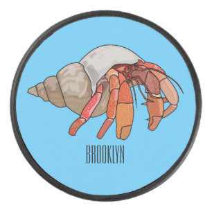 Hermit crab cartoon illustration hockey puck