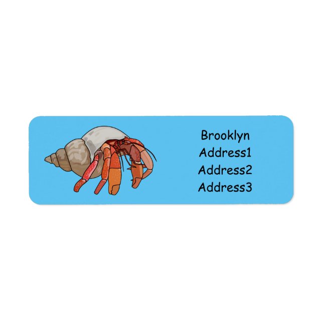 Hermit crab cartoon illustration label (Front)