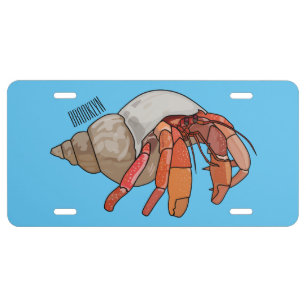 Hermit crab cartoon illustration license plate