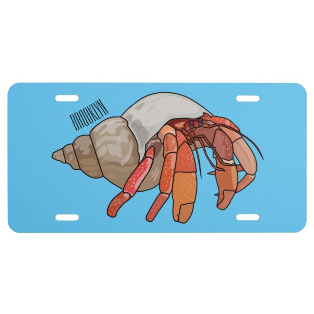Hermit crab cartoon illustration license plate (Front)