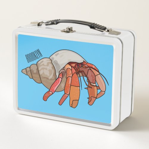 Hermit crab cartoon illustration metal lunch box