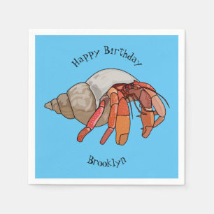 Hermit crab cartoon illustration napkins