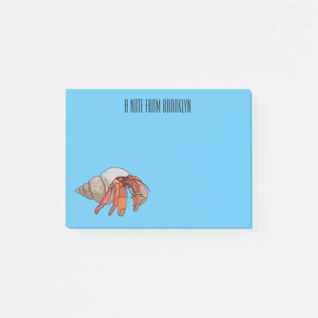 Hermit crab cartoon illustration post-it notes (Front)