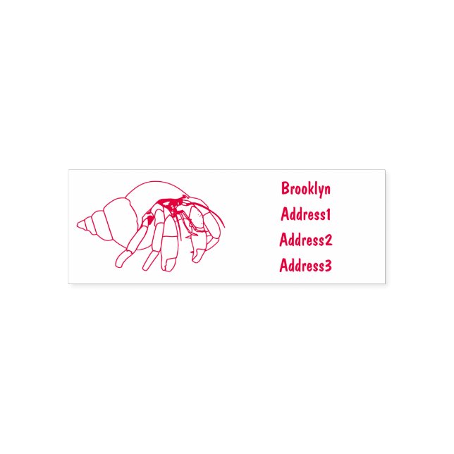 Hermit crab cartoon illustration self-inking stamp (Design)