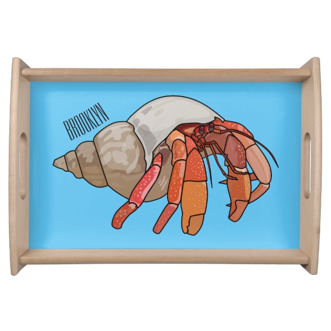 Hermit crab cartoon illustration serving tray (Front)