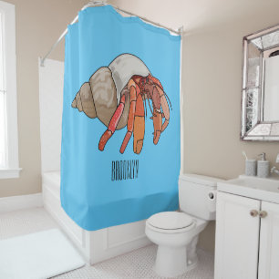 Hermit crab cartoon illustration shower curtain