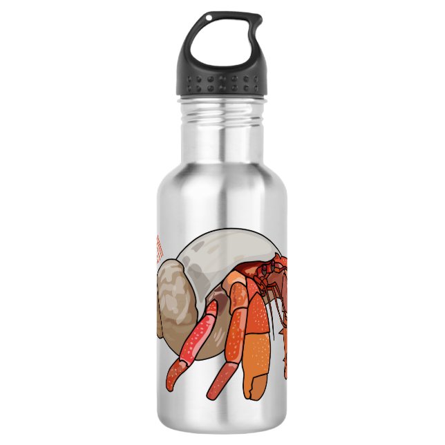 Hermit crab cartoon illustration stainless steel water bottle (Front)