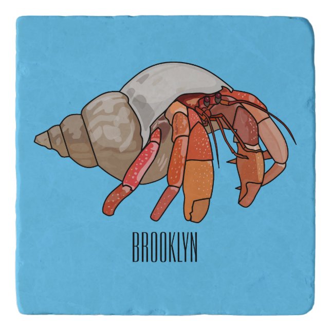 Hermit crab cartoon illustration trivet (Front)