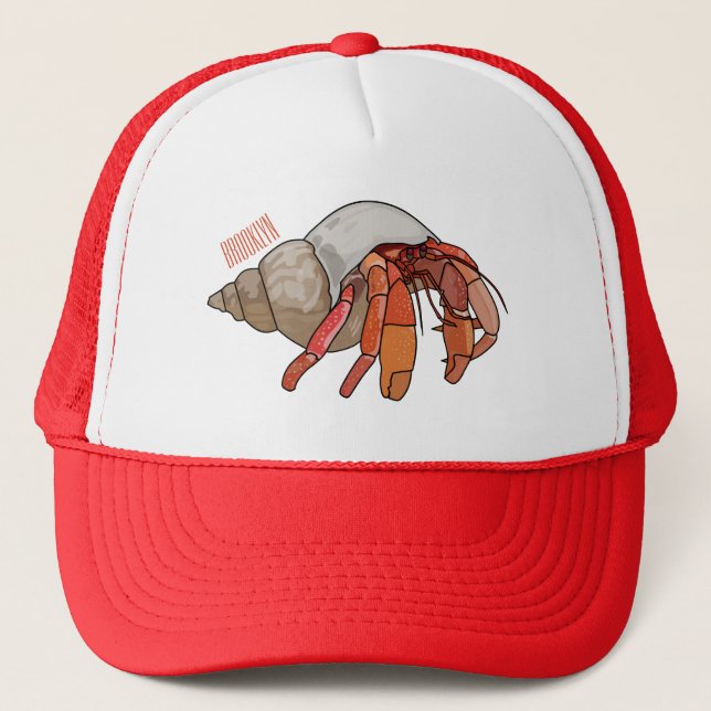 Hermit crab cartoon illustration trucker hat (Front)