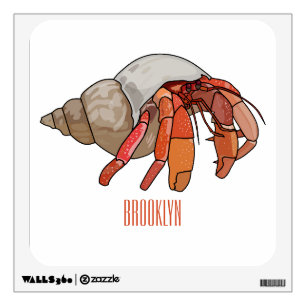 Hermit crab cartoon illustration wall decal