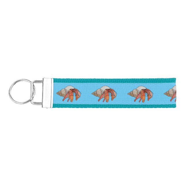 Hermit crab cartoon illustration wrist keychain (Keys on Left)