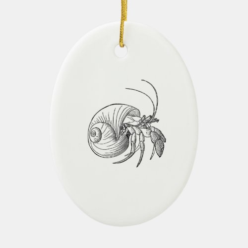 Hermit Crab Illustration line art Ceramic Ornament