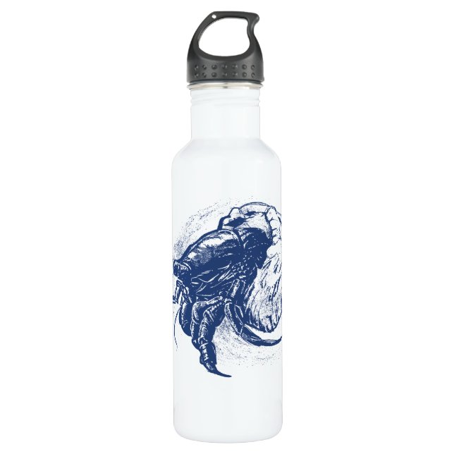 Hermit Crab in Dark Blue Stainless Steel Water Bottle (Front)