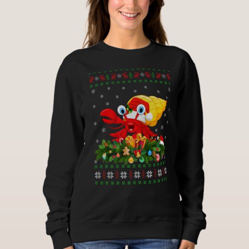 Hermit Crab Lover Xmas Santa Hat Ugly Hermit Crab  Sweatshirt