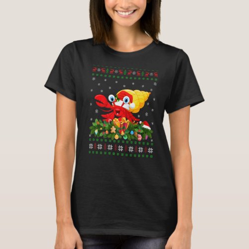 Hermit Crab Lover Xmas Santa Hat Ugly Hermit Crab  T_Shirt