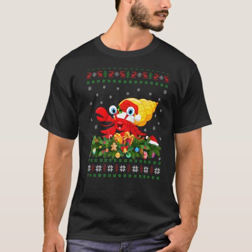 Hermit Crab Lover Xmas Santa Hat Ugly Hermit Crab  T_Shirt