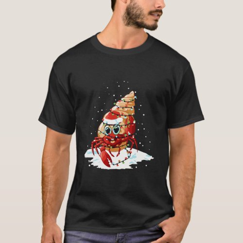 Hermit Crab Santa Christmas Light Tree T_Shirt