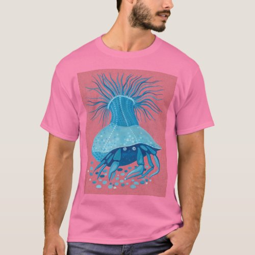 Hermit Crab Underwater Coastal Animals Pink Blue T_Shirt