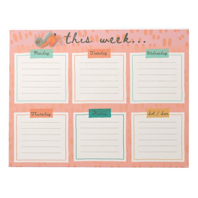 Hermit Crab Weekly To-Do Planner Notepad (Front)