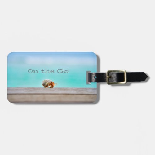 Hermit Crab White Seashell Tropical Aqua Coastal Luggage Tag