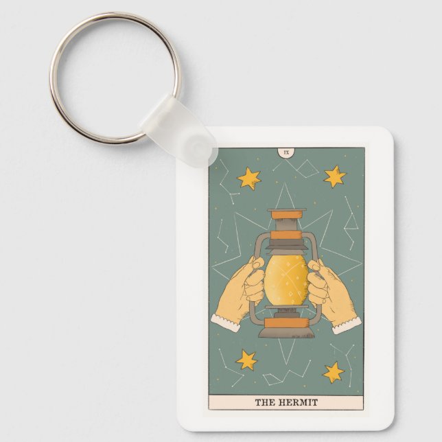 Hermit fortunetelling zodiac alchemy tarot card  keychain (Front)