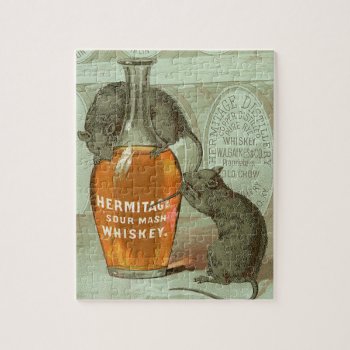 Hermitage Sour Mash Whiskey Ad With Two Rats Jigsaw Puzzle by FaerieRita at Zazzle