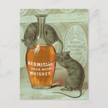 Hermitage Sour Mash Whiskey Ad With Two Rats Postcard by FaerieRita at Zazzle