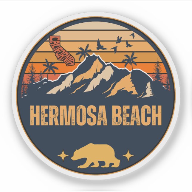 Hermosa Beach, California Sticker (Front)