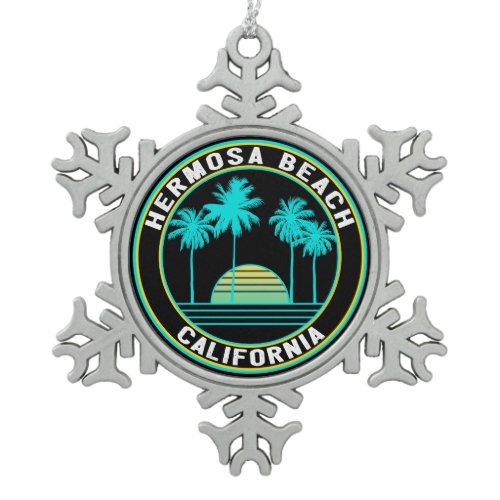 Hermosa Beach California Surfing Surf Snowflake Pewter Christmas Ornament