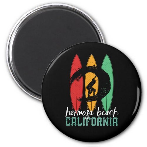 Hermosa Beach California Vintage Retro Surfing Magnet
