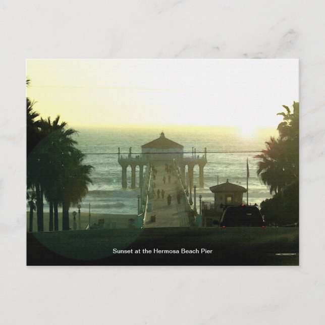 Hermosa Beach Pier Sunset Postcard (Front)