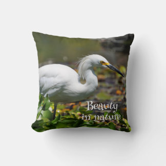 Hermosa garza blanca throw pillow