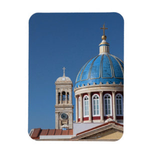 Hermoupolis, Syros Island, Greece. Blue dome of Magnet