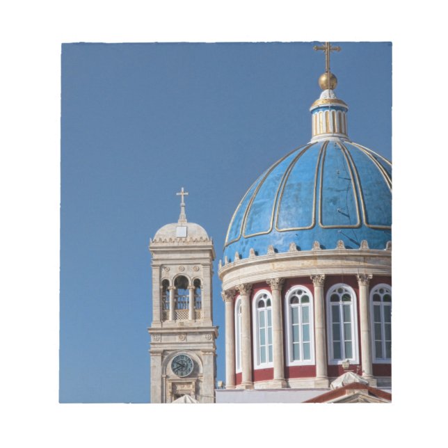 Hermoupolis, Syros Island, Greece. Blue dome of Notepad (Front)