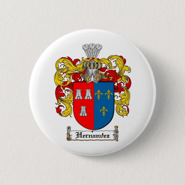 HERNANDEZ FAMILY CREST -  HERNANDEZ COAT OF ARMS PINBACK BUTTON (Front)