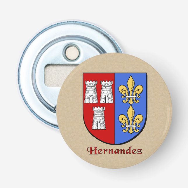 Hernandez Heraldic Arms on Parchment Style Back Bottle Opener (Front)
