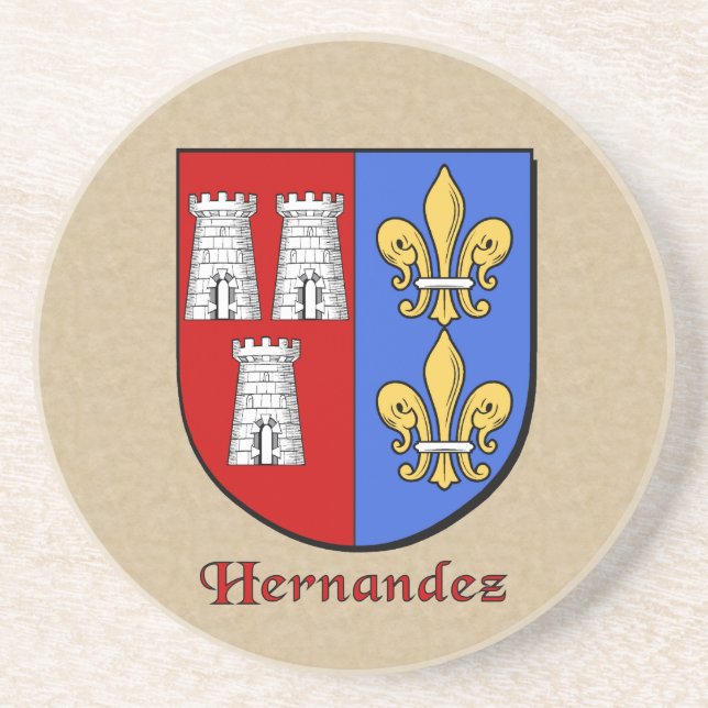 Hernandez Heraldic Shield Sandstone Coaster (Front)